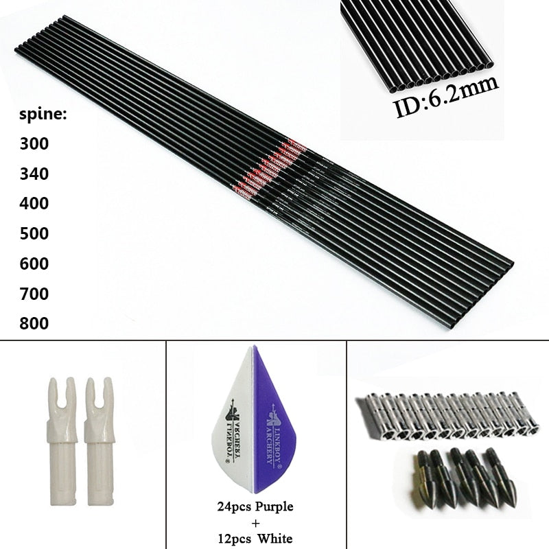 6/12 30'' Archery Arrow Pure Carbon Spine 340 Bow Hunting 6/12 30'' Archery Arrow Pure Carbon Spine 340 Bow Hunting