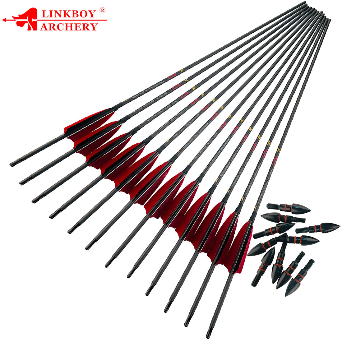 12pcs Archery Carbon Arrows sp300-600 ID6.2mm Compound