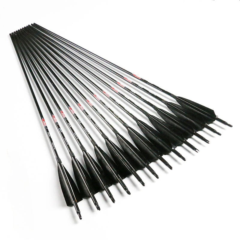 Linkboy Archery Lot de 12 flèches en carbone ID6,2 mm 300 340 400 500 600 pour tir à l'arc recourbé composé (Spine340 76,2 cm