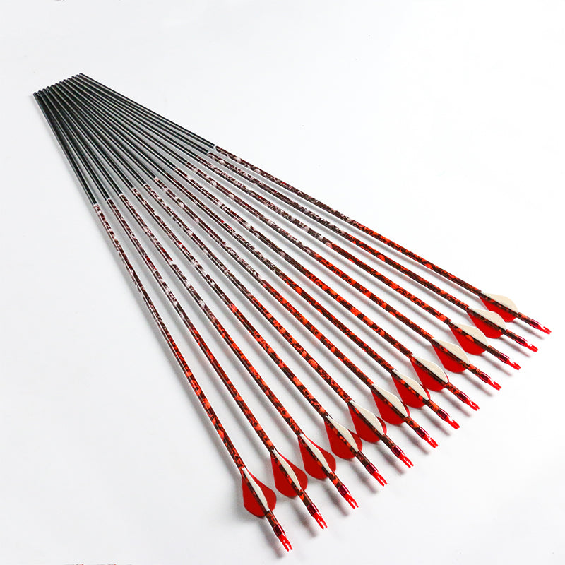 12pcs New Zebra Carbon Arrow 32'' Spine500 ID6.2mm OD7.6mm Red Camo 2 ...